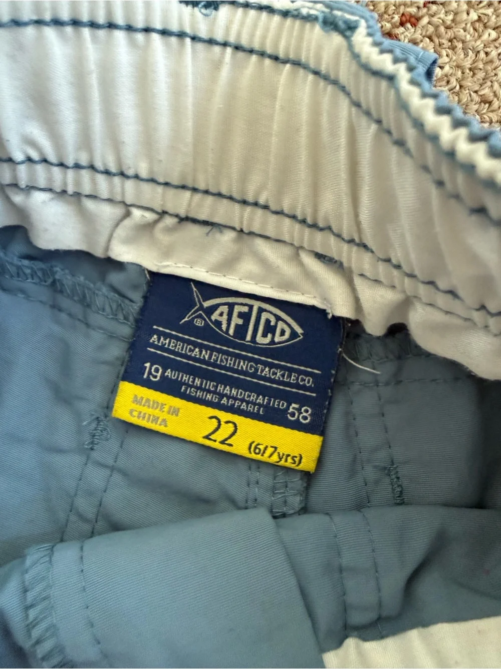 AFTCO Boys Blue Fishing Cargo Shorts Size 22 (6/7) Elastic Waist